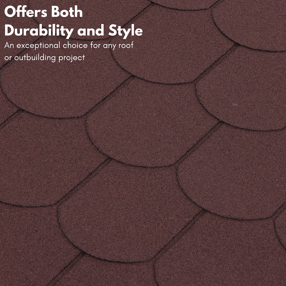 image 1 of Premium Asphalt Roof Shingles - Fish Scales Design 80 x 31.5 cm Weather Resistant Roofing Felt (25 Pcs)