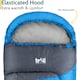 image 4 of Trail Kids Sleeping Bag Mummy Hooded 3 Season Soft Warm 2 Way Zip Boys Girls | Blue | Kids | 1