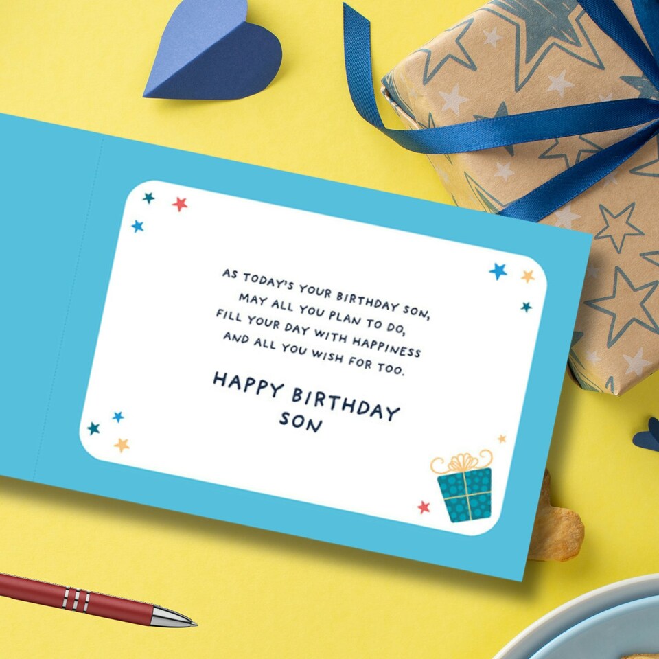 image 1 of Words 'n' Wishes Birthday Card for Son, Foiled Letters, Multicoloured, 22 x 15.8 cms