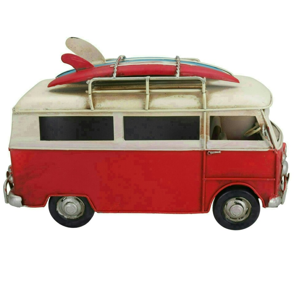 image 1 of Quality Retro Metal Vintage Camper Van Metal Model Replica Ornament Gift
