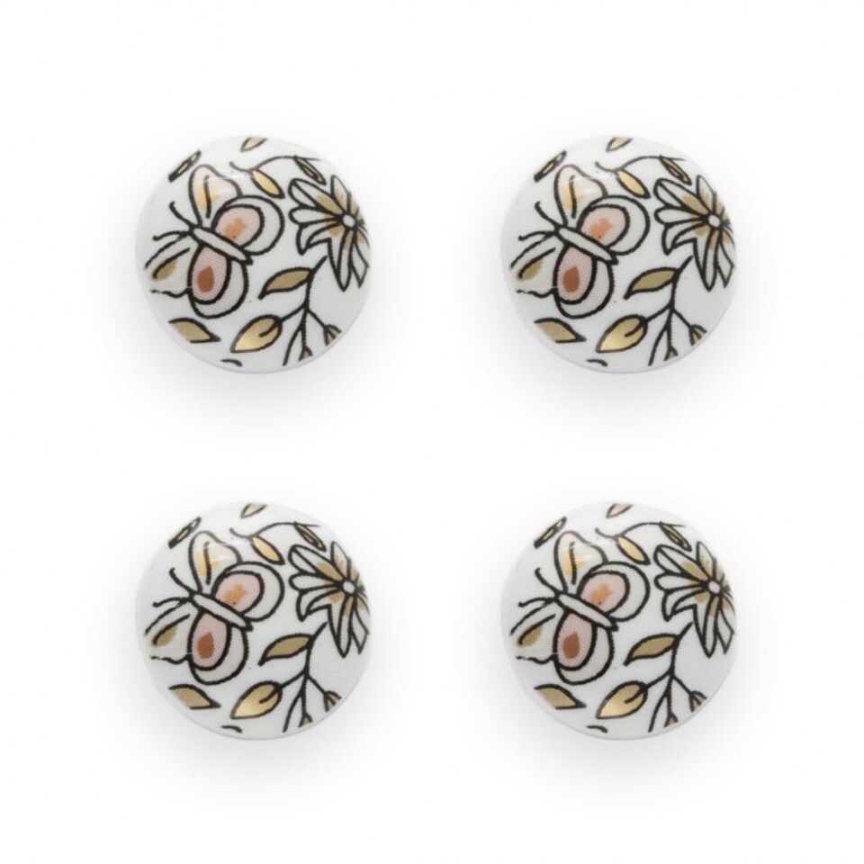 Minerva White Round Butterfly Garden Buttons for Dressmaking - 15mm - per value pack of 50