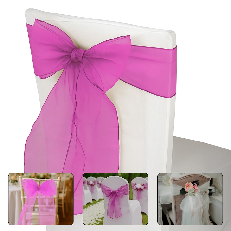 image 1 of 17 x 280cm Organza Chair Sashes, Sheer Sash Ties - 25pcs