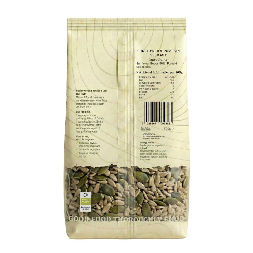 image 1 of Minton & Donello Sunflower and Pumpkin Seed Mix 6 x 500g