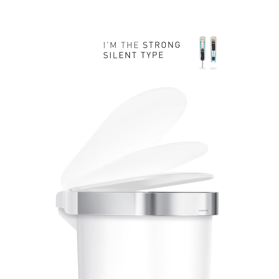 image 1 of Simplehuman 40L Slim Pedal Kitchen Bin with Liner Rim, White Plastic