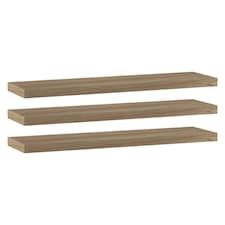 Floating Wooden Wall Shelves - 90x23.5cm | Brown | Oak & Set of 3 | 3