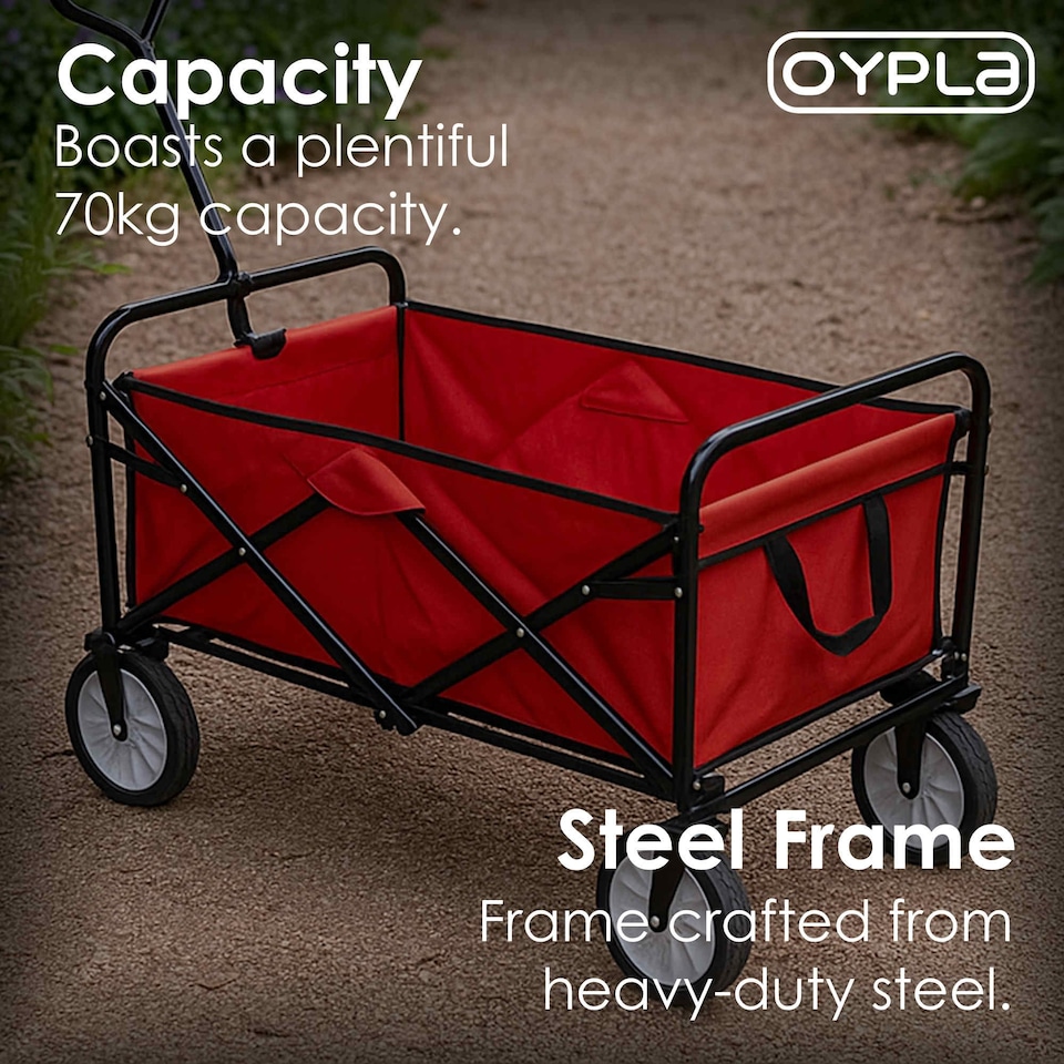 image 1 of Red Heavy Duty Foldable Garden Festival Trolley Cart Wagon Truck