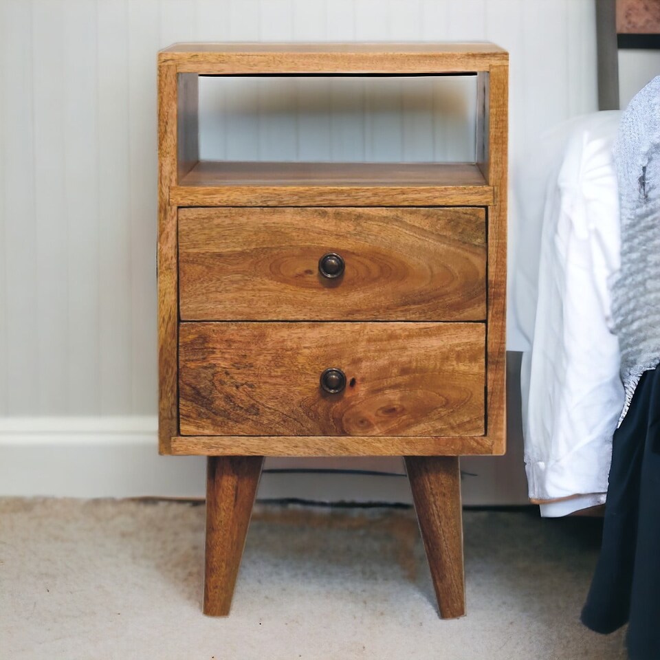 image 1 of Artisan Furniture Solid Wood Mini Oak-ish Classic Open Bedside