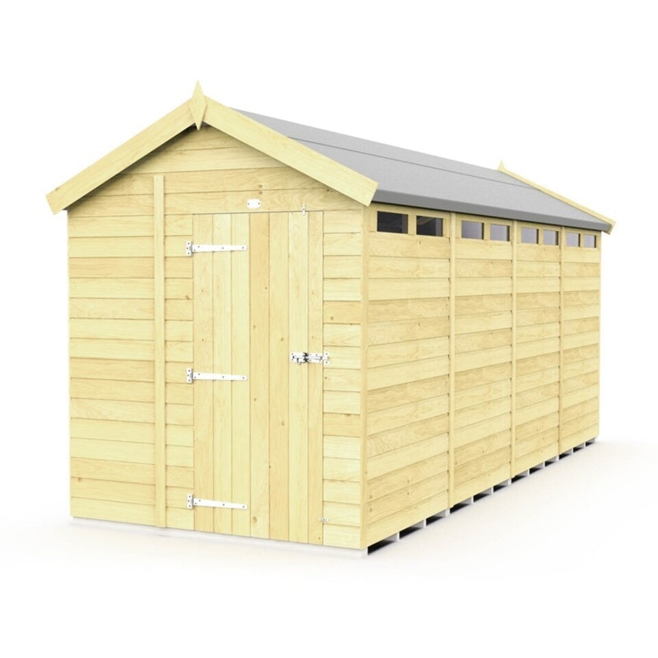 image 1 of 7 x 16 Feet Apex Security Shed - Single Door - Wood - L472 x W214 x H217 cm Brown