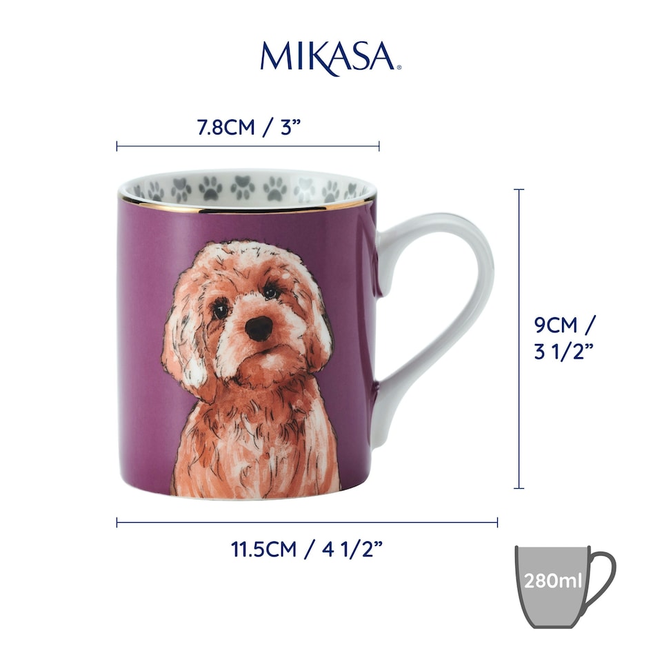 image 1 of Mikasa Cockapoo Straight-Sided Porcelain Mug, 280ml | Purple