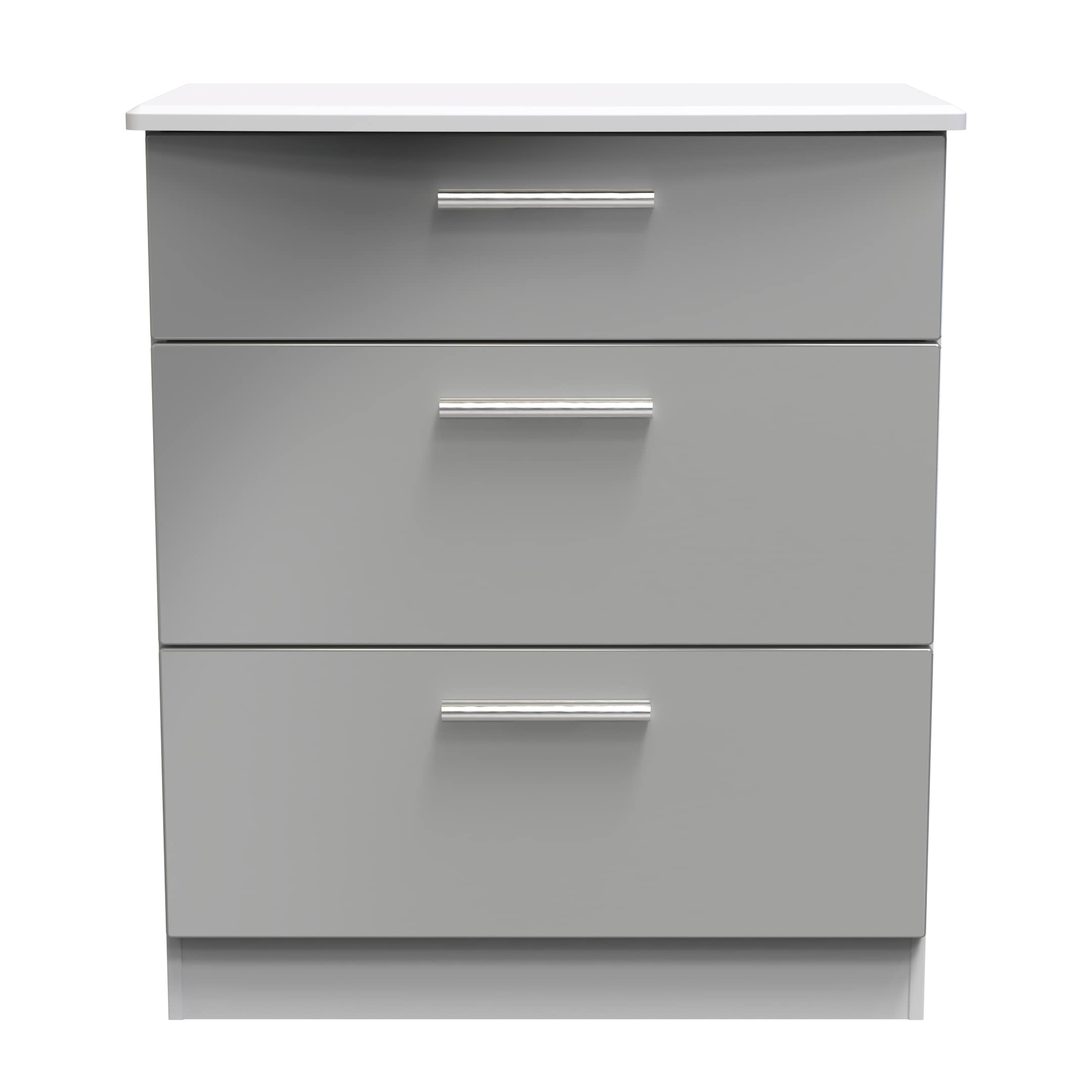 Windsor 3 Drawer Deep Chest in Grey Gloss & Grey