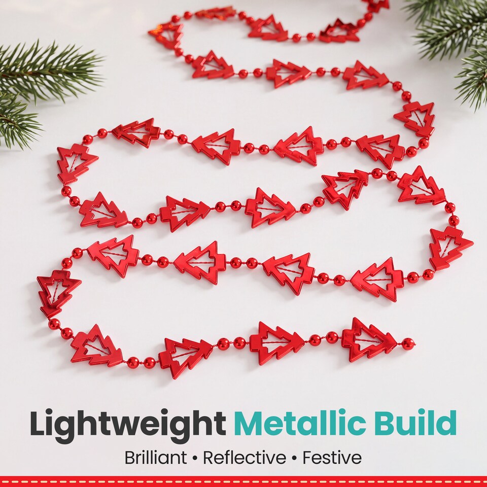 image 1 of 5M Christmas Tree Bead Garland, Metallic Hanging Chain Feastive Garland