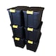 image 1 of 6 x 60L Heavy Duty Storage Tubs Sturdy, Lockable, Stackable and Nestable Design Storage Chests with Clips in Black