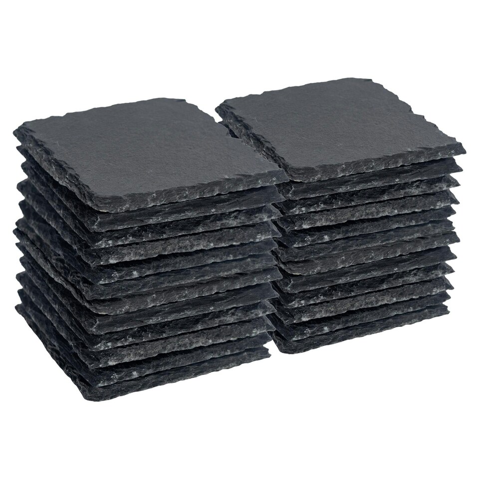 image 1 of Argon Tableware Square Slate Coasters - 10cm - Pack of 24