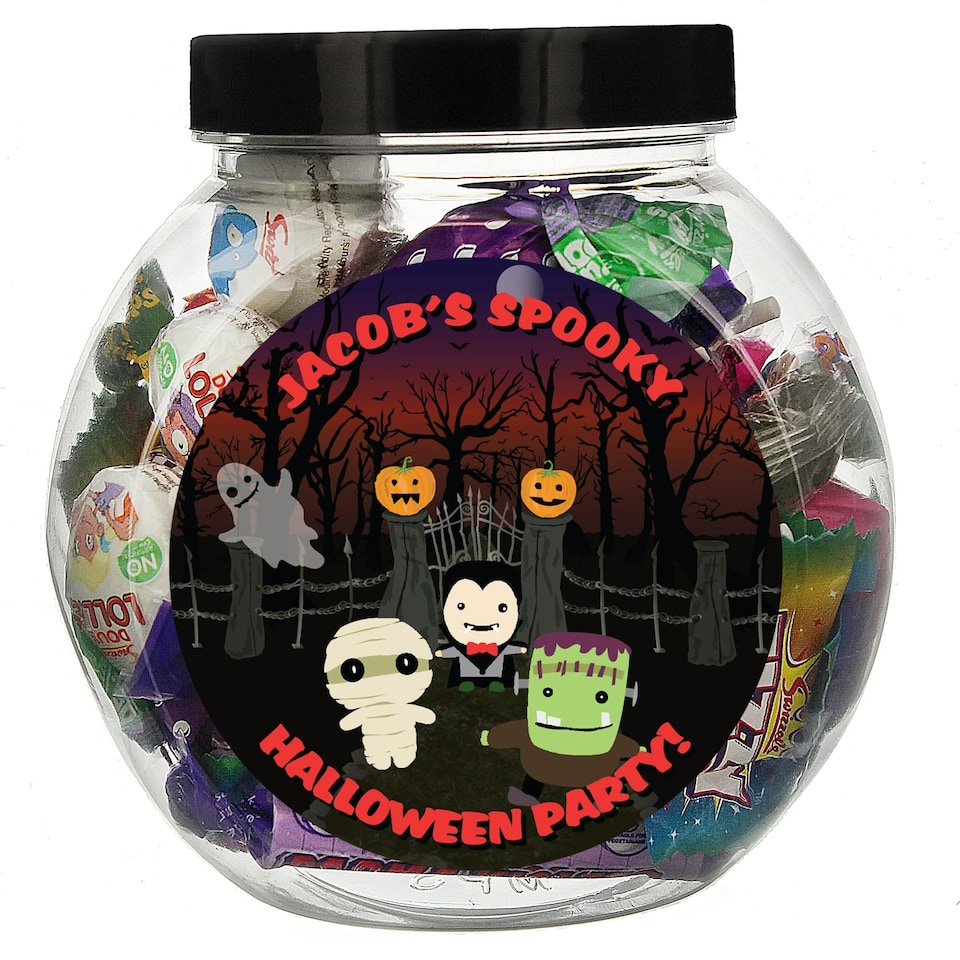 image 1 of Personalised Halloween Characters Sweet Jar