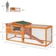 image 4 of PawHut Rabbit Hutch, Bunny Cage with Run & Sliding Tray, Hay Rack, Orange