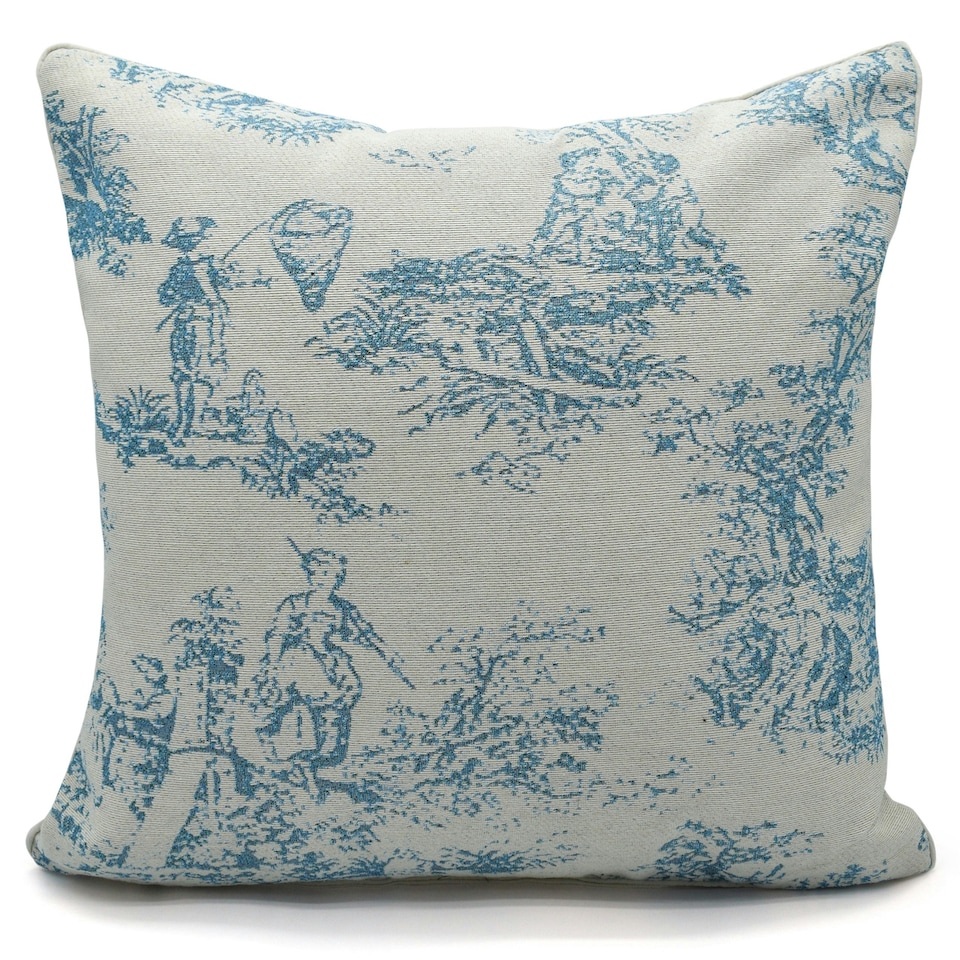 Traditional Toille Cushion - 43cm x 43cm Blue