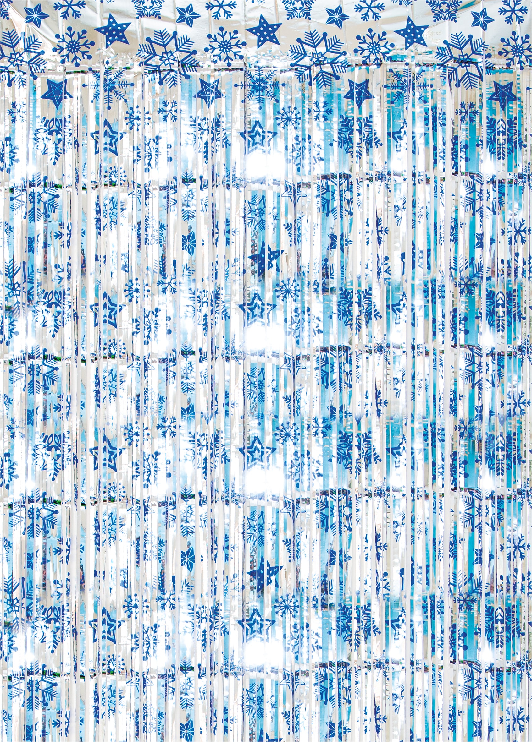 Netagon Shimmer Tinsel Curtain Christmas Snow Design 3M x 1M Blue