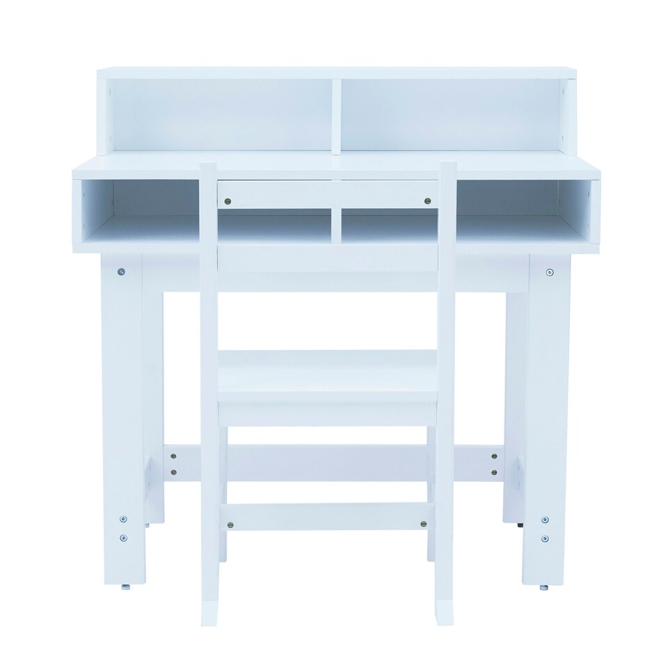 image 1 of Teamson Kids Children's Play Writing Desk with Storage and Chair Set, White