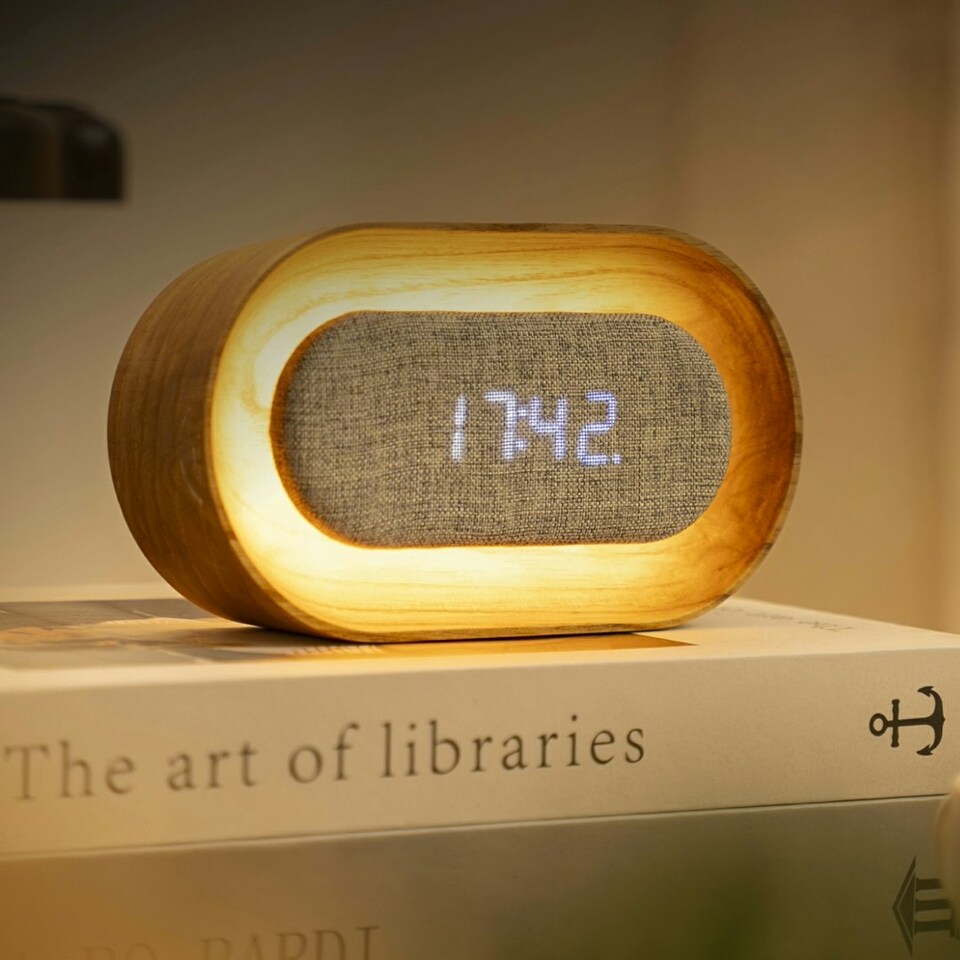 image 1 of Gingko Lumos Clock & Lamp - Oval N/A | White Ash
