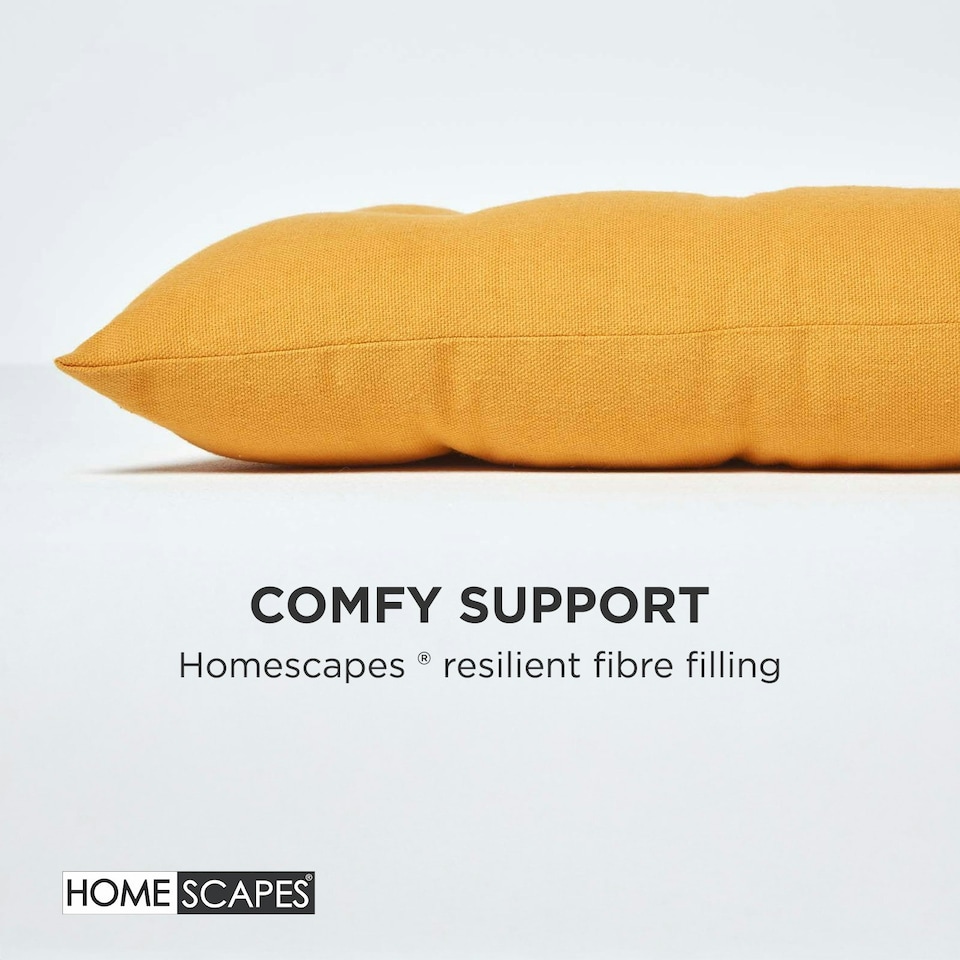 image 1 of Homescapes Garden Bench Cushion Luxury 3 Seater 100% Cotton Indoor Outdoor Seat Pad Yellow | 143 x 48 cm