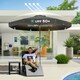 image 3 of Outsunny 2.7m Patio Umbrella Garden Parasol with Crank, Ruffles, 8 Ribs, Black