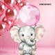 image 5 of Elephant with Pink Balloon Lifesize Cardboard Cutout 133cm Pink