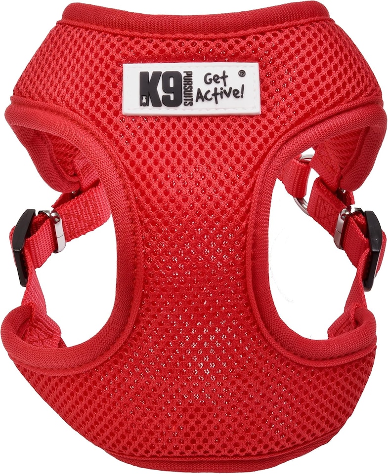 image 1 of K9 Pursuits Hi Tec Mesh Dog Harness – Red, Adjustable Fit, Breathable Padded Mesh with Stainless Steel Fasteners | Red | XL | 1