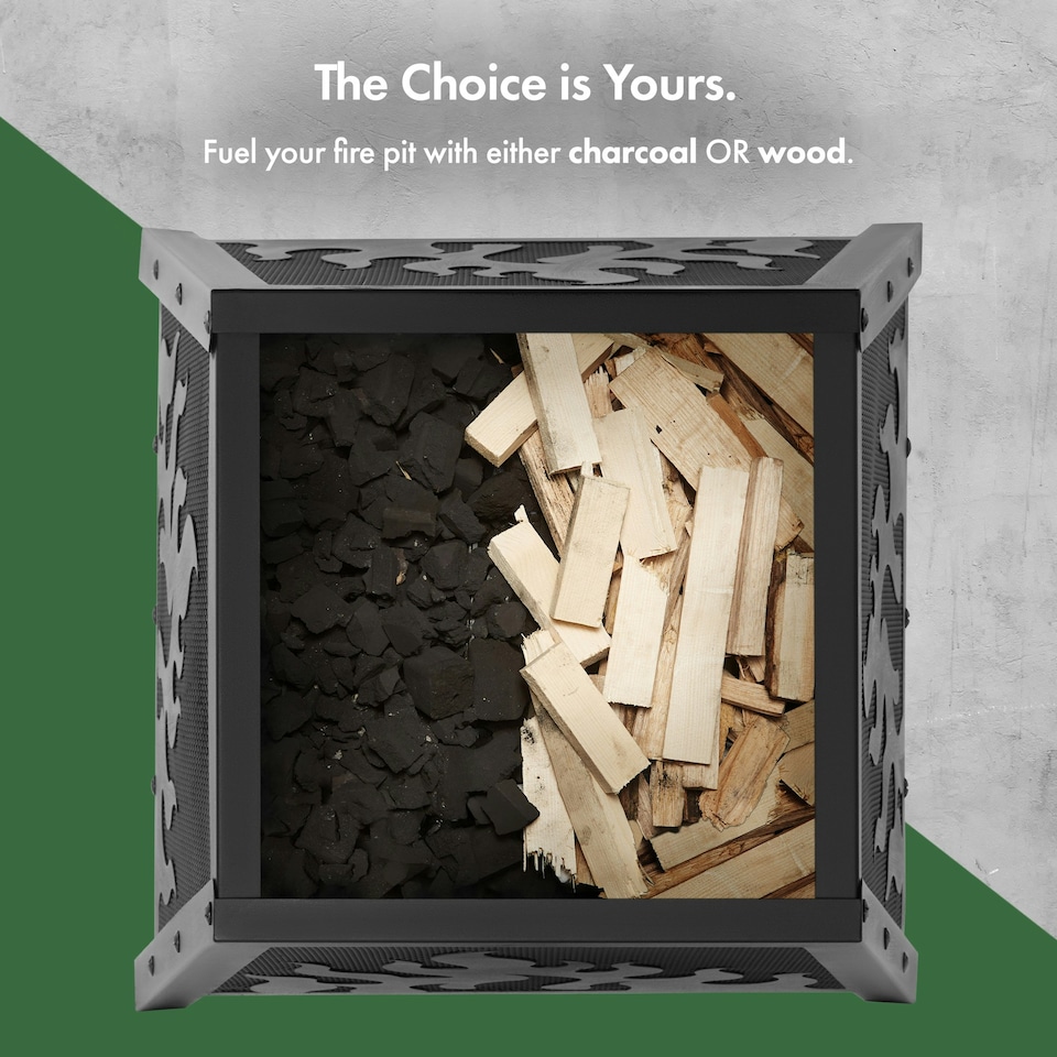 image 1 of VonHaus Fire Pit with Flame Design Use Wood or Charcoal