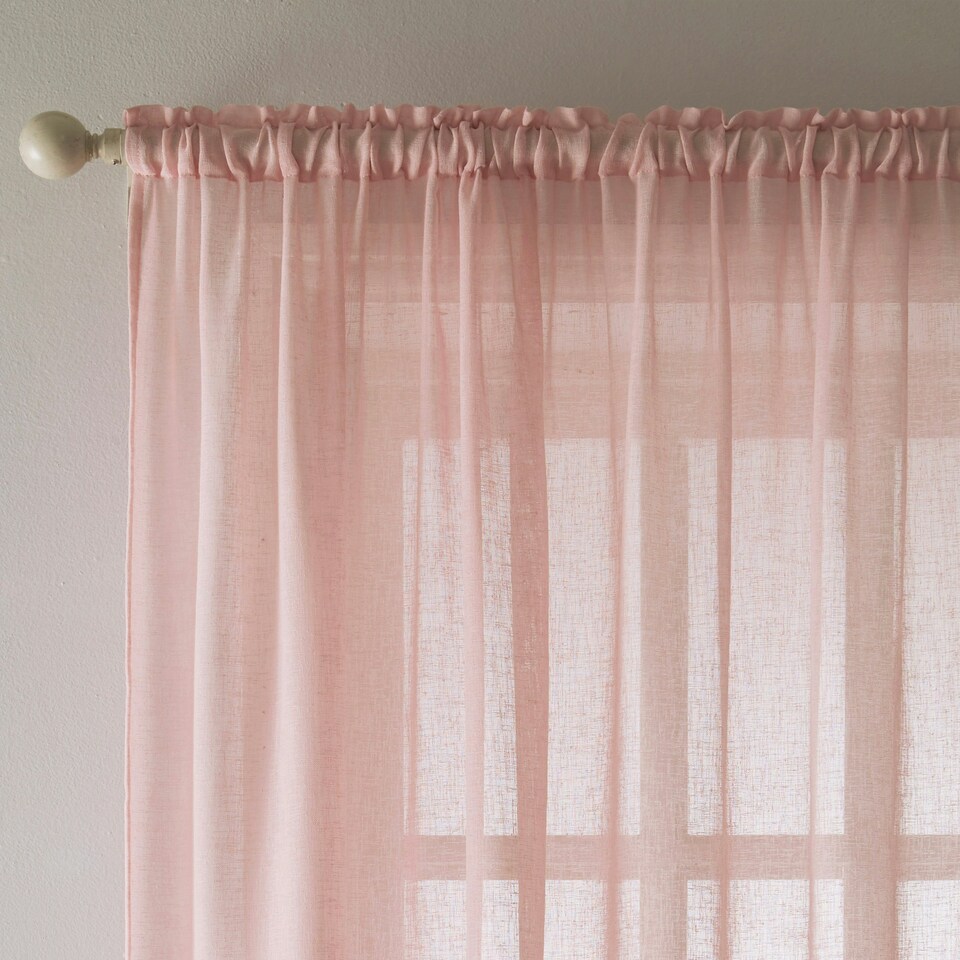 image 1 of Pair of Eden Blush 100% Recycled Voile Panels 122 cm (48 inch) Rod Pocket Panels for Bedroom and Living Room