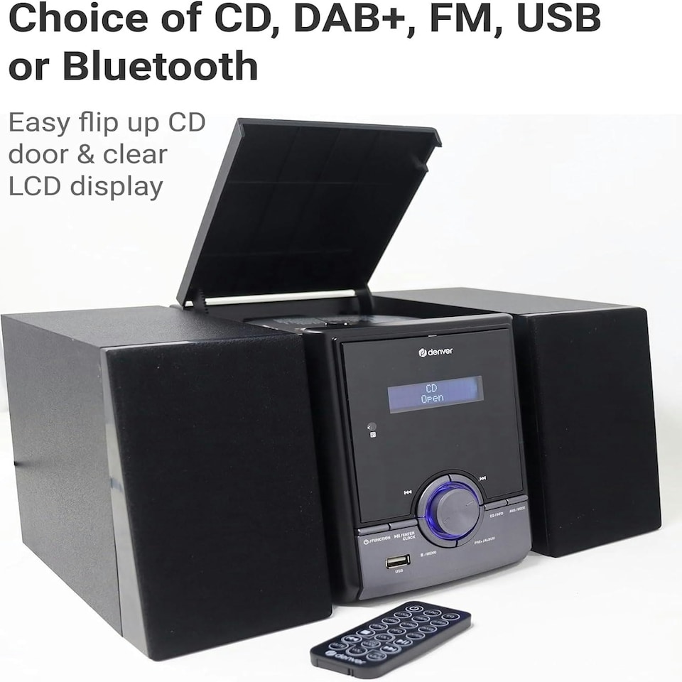 image 1 of CD Player for Home Mini Hifi System - DAB Radio with CD Player, Hi Fi music System with Bluetooth Stereo System, USB & Remote