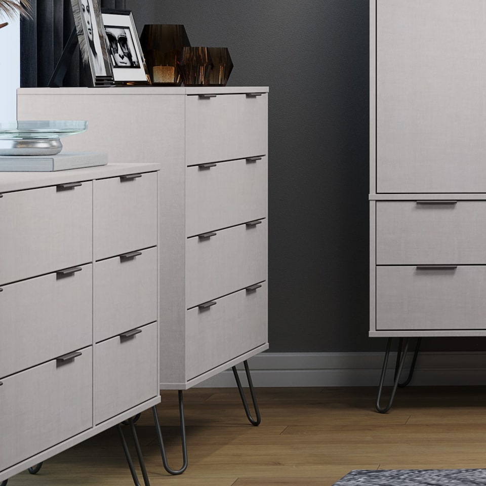 image 1 of Augusta 4 Drawer Industrial Bedroom Furniture Chest of Drawers - Stylish Storage Cabinet | Grey | Grey | 1