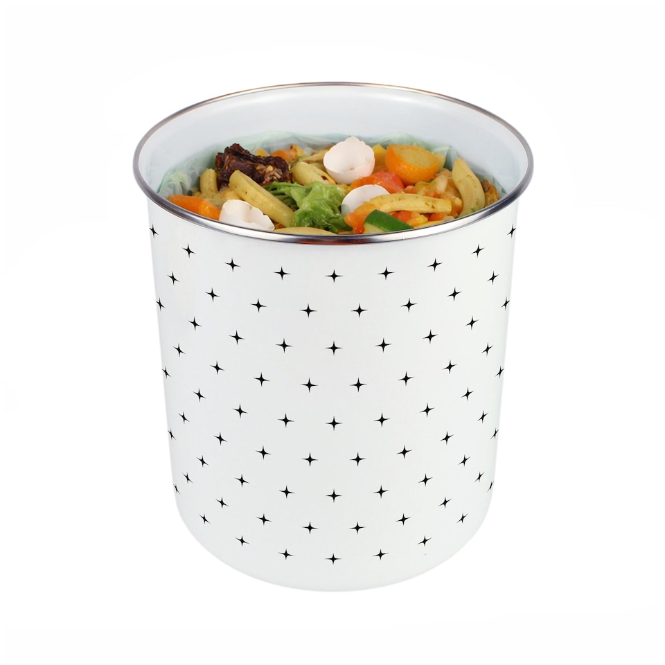image 1 of Starburst Crosses Food Waste Caddy - Metal 2L Decorative Kitchen Compost Bin
