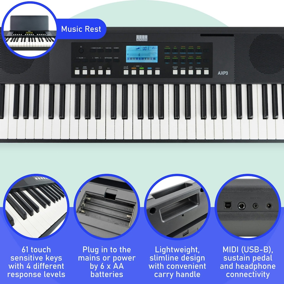 image 1 of Axus 61 Note Slimline Portable Keyboard