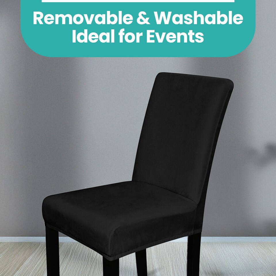 image 1 of Velvet Dining Chair Covers, Spandex High-Back Chair Slipcovers - 220GSM