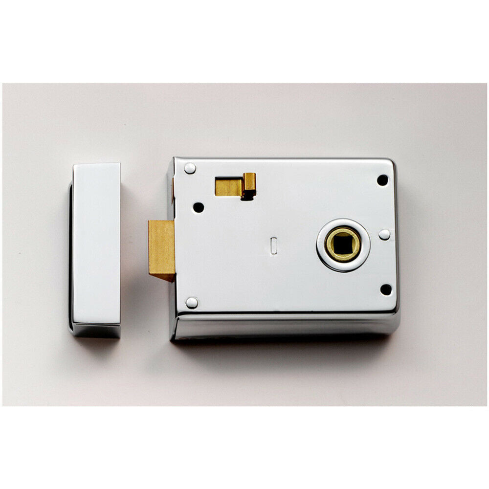 Loops Traditional Contract Rim Latch 102 x 76mm Polished Chrome Door Security Lock