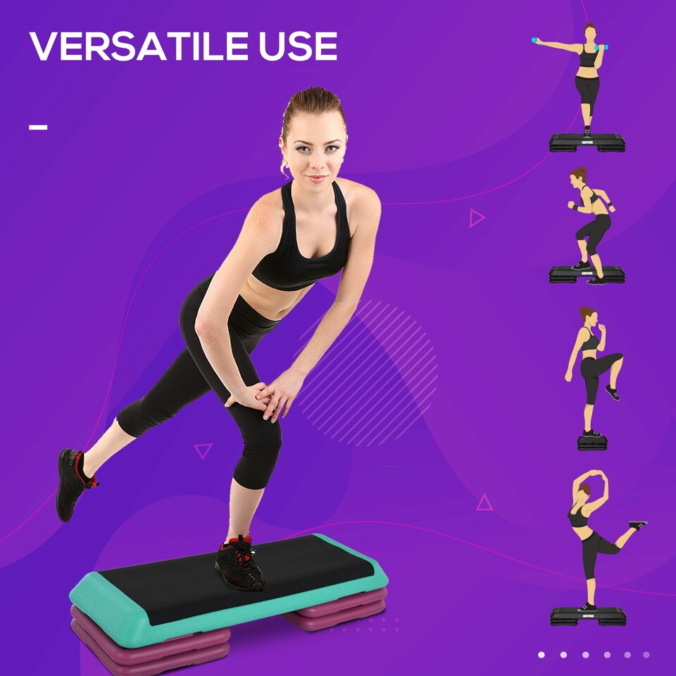 image 1 of HOMCOM 10/15/20cm Aerobic Steppers Compact Stepper for Indoor Exercise Workout