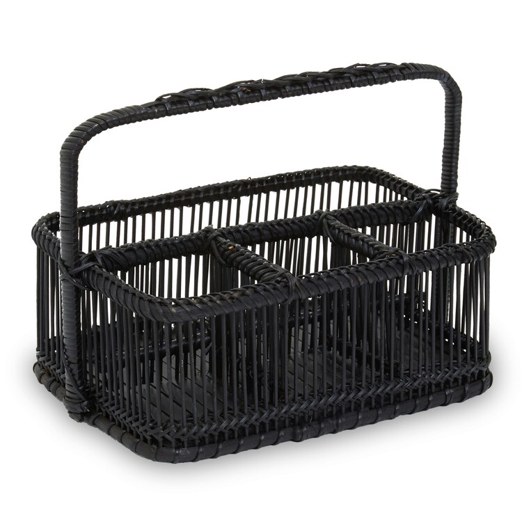 Rustc Black Rattan And Bamboo Caddy Basket Black