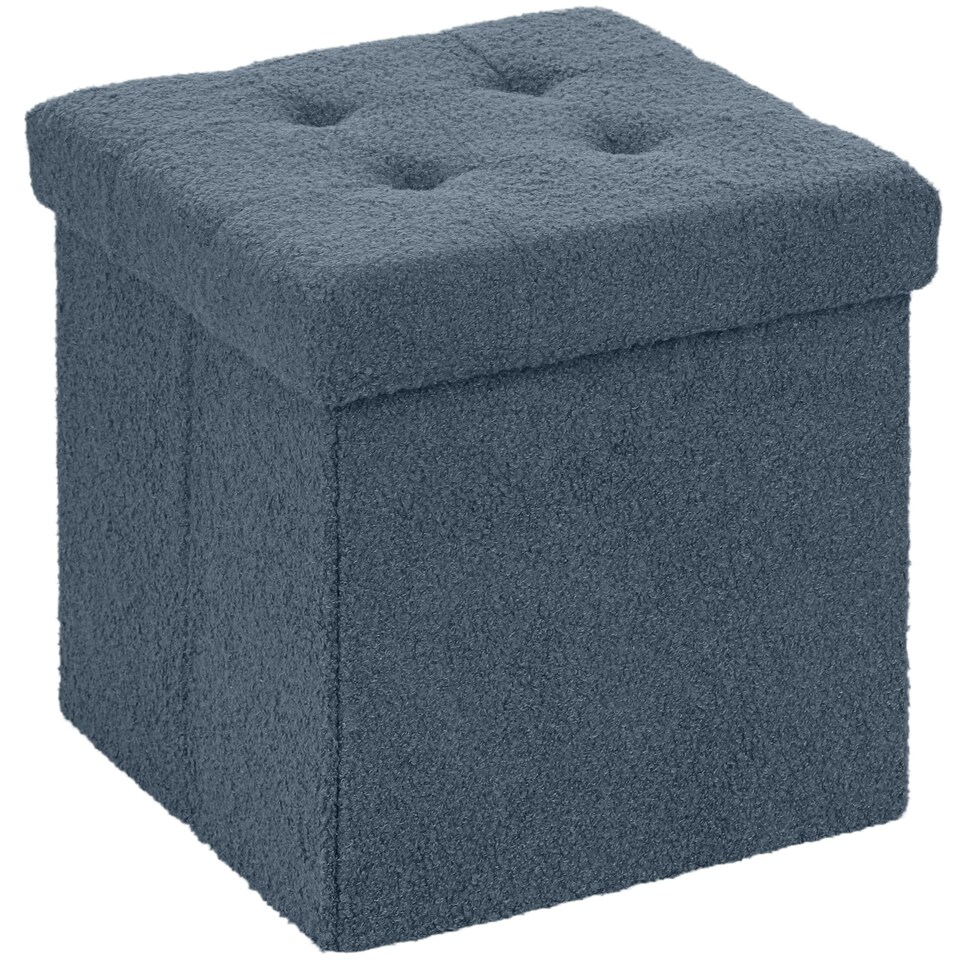 image 1 of HOMCOM Foldable Sherpa Fleece Storage Ottoman, 38 x 38 x 38 cm Blue