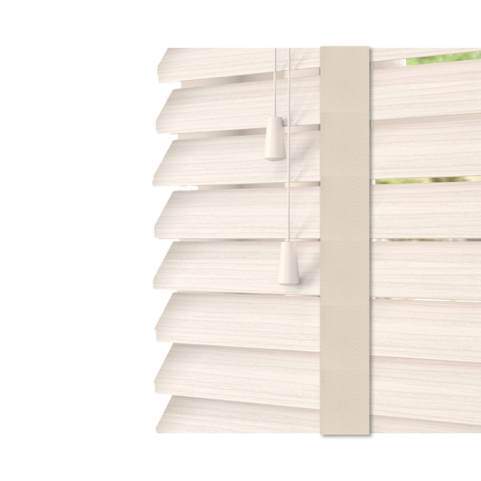 image 1 of 120cm White Oak Faux Wood Venetian Blinds with Tapes (120cm Drop) | White | White