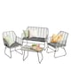 image 1 of Neo Grey 4 Piece Wicker Bamboo Style Garden Sofa, Table & Chairs Set