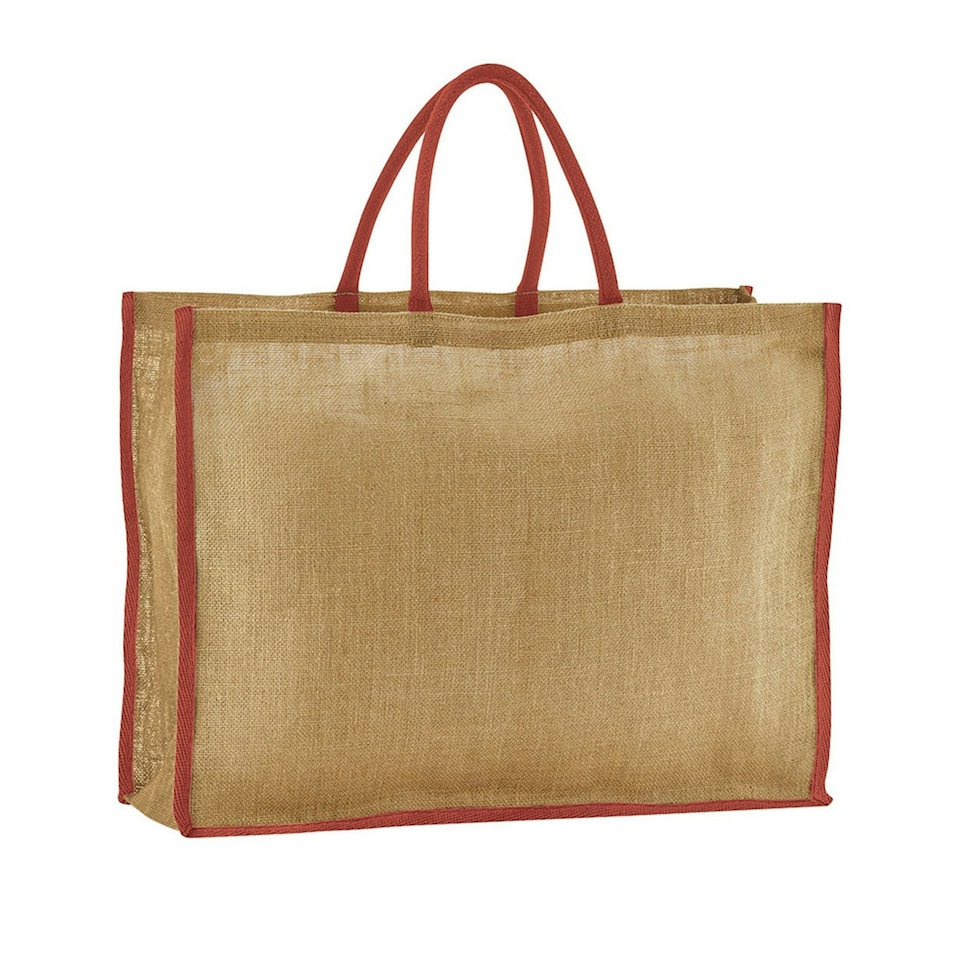 image 1 of Westford Mill Starched Jute Shopper Bag - Natural/Orange Rust - One Size Brown