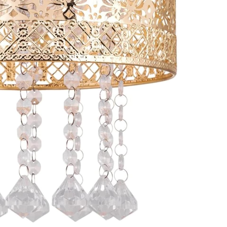 image 1 of Gold Cut Out Jewelled Easy Fit Light Shade | Gold | Clear | Medium | 1