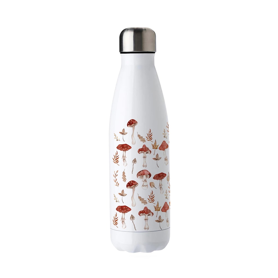 image 1 of Watercolour Mushrooms Reusable Metal Water Bottle