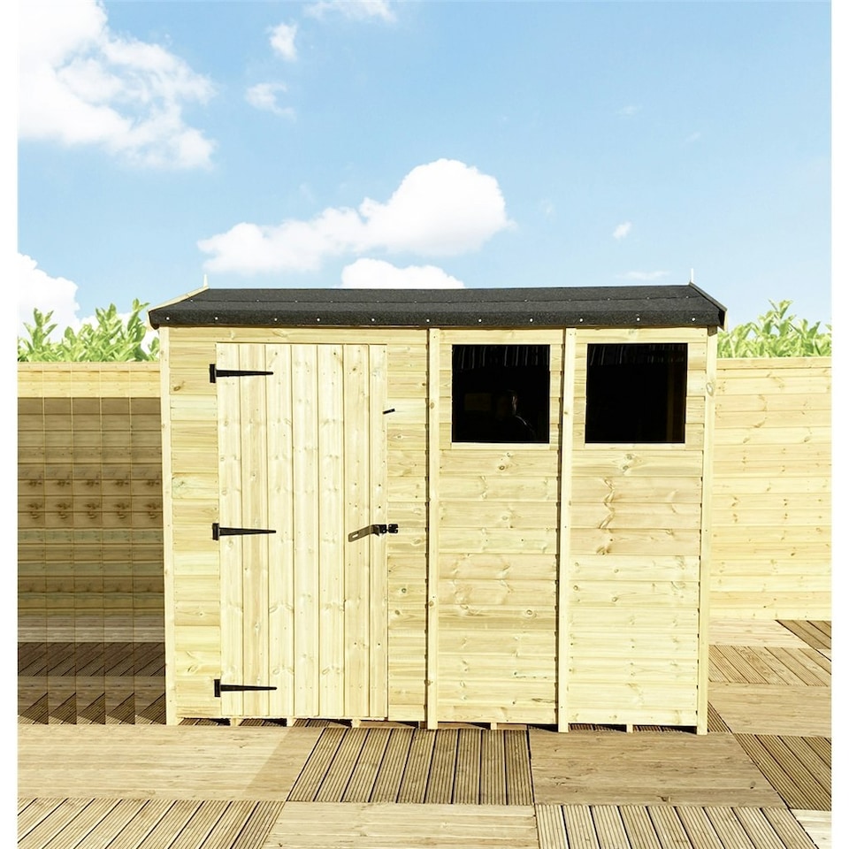 image 1 of 6 x 4 Reverse Pressure Treated Tongue And Groove Single Door Apex Shed - 1 Window + High Eaves (6' x 4') / (6ft x 4ft) (6x4)