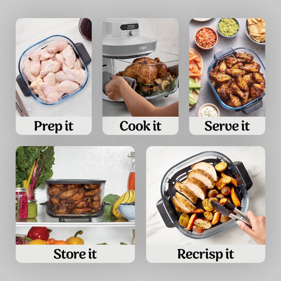 image 1 of Ninja AS090UKWH 5 in 1 Glass Air Fryer Crispi Pro 5.7L White