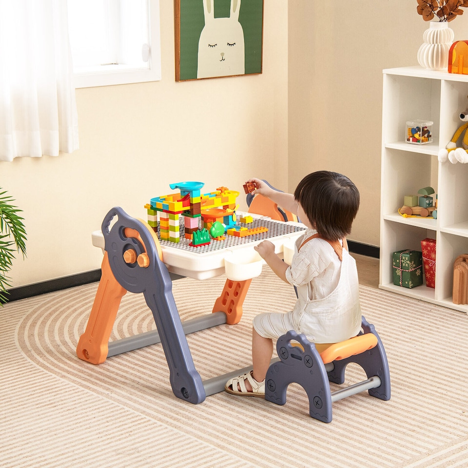 image 1 of COSTWAY 6-in-1 Kids Play Table and Chair Set Multi