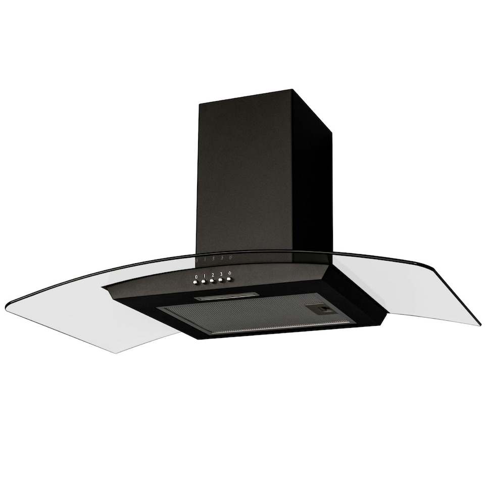 image 1 of SIA CGH80BL 80cm Curved Glass Chimney Cooker Hood Extractor Fan In Black