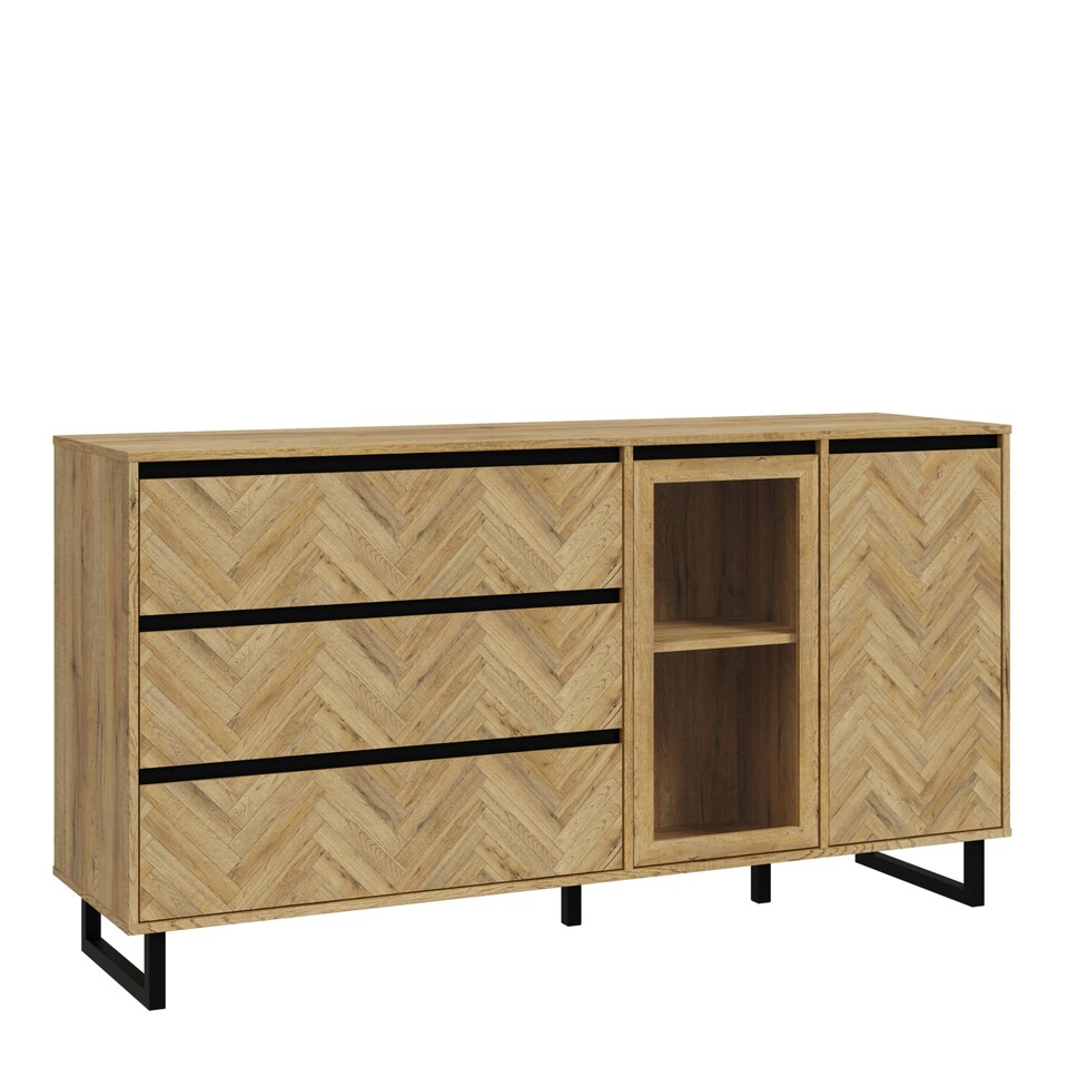 image 1 of Nikomedes Sideboard in Spica Oak/Matt Black/Bartex Oak