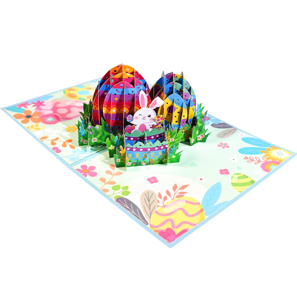 image 1 of Peek- A-Bunny Festive Easter Pop-Up Greeting Card