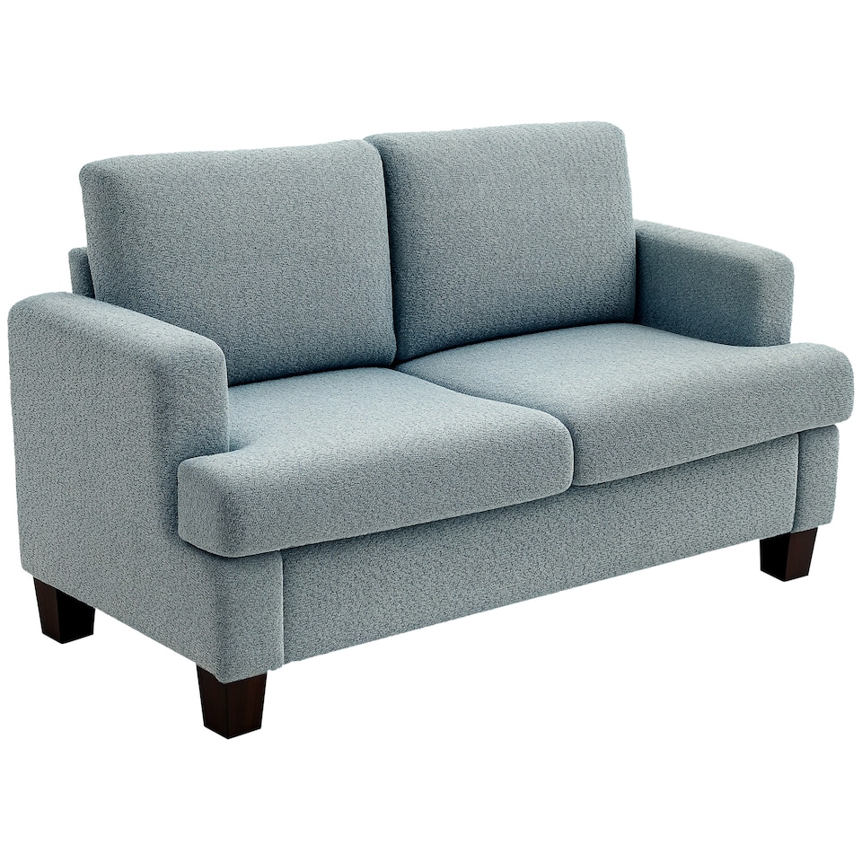 image 1 of HOMCOM 138 cm Chenille Fabric Loveseat Sofa with S-springs, Light Grey 